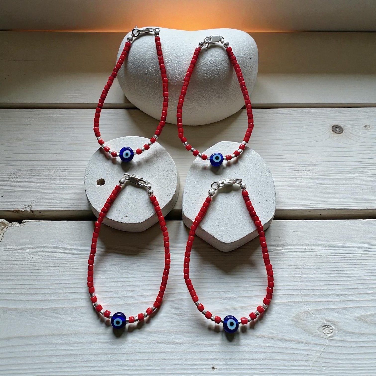 Pulsera Coral - Protección y Ojo Nazar