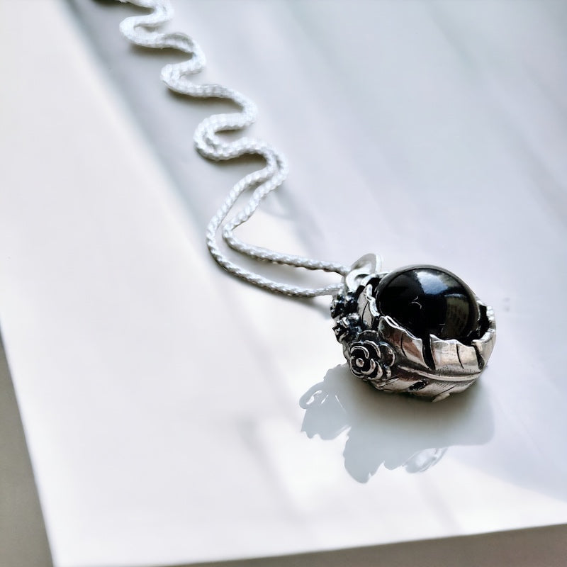 Colgante Halo Persefone Obsidiana