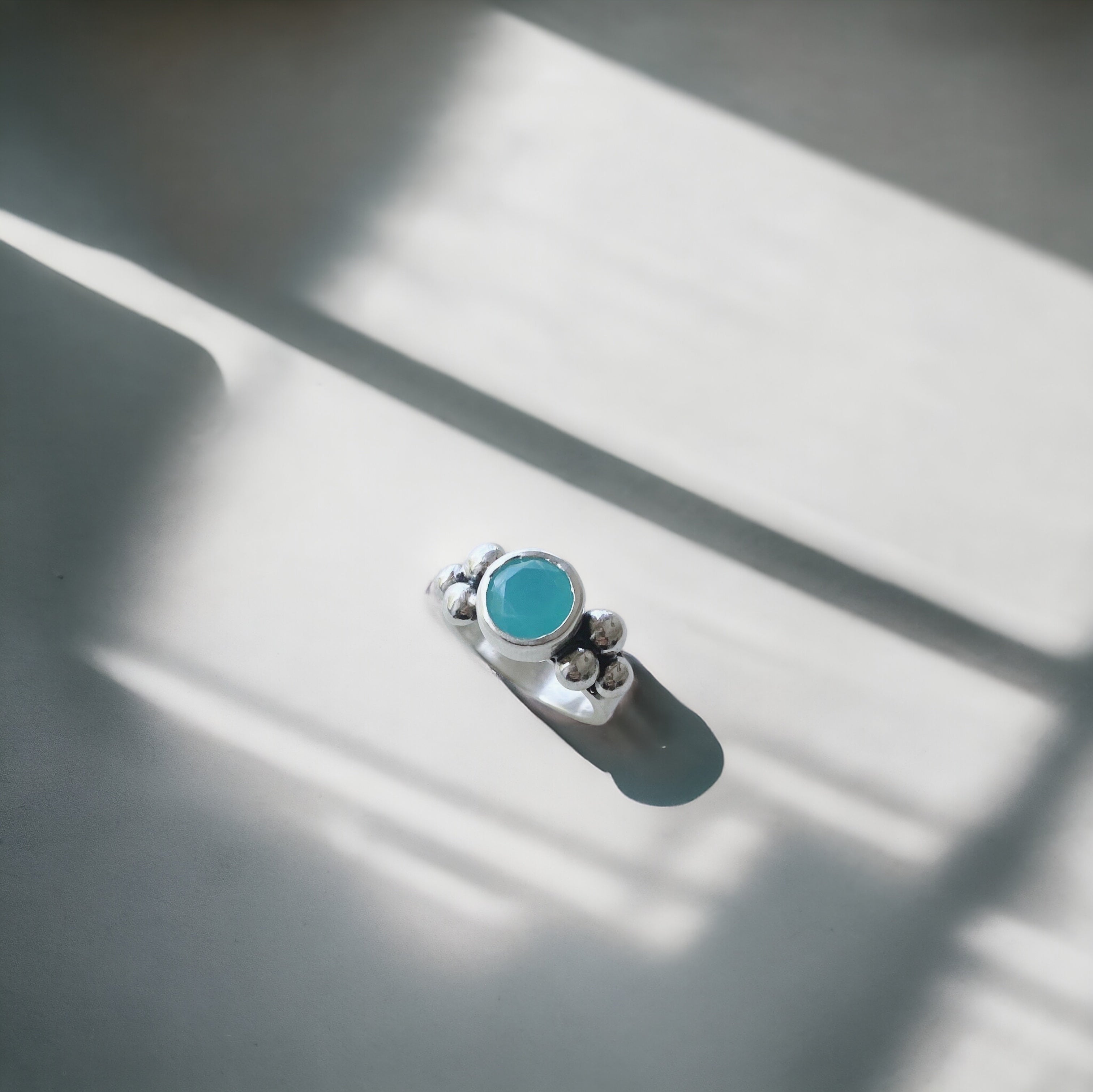 Anillo Elisa Simple - Calcedonia Aqua