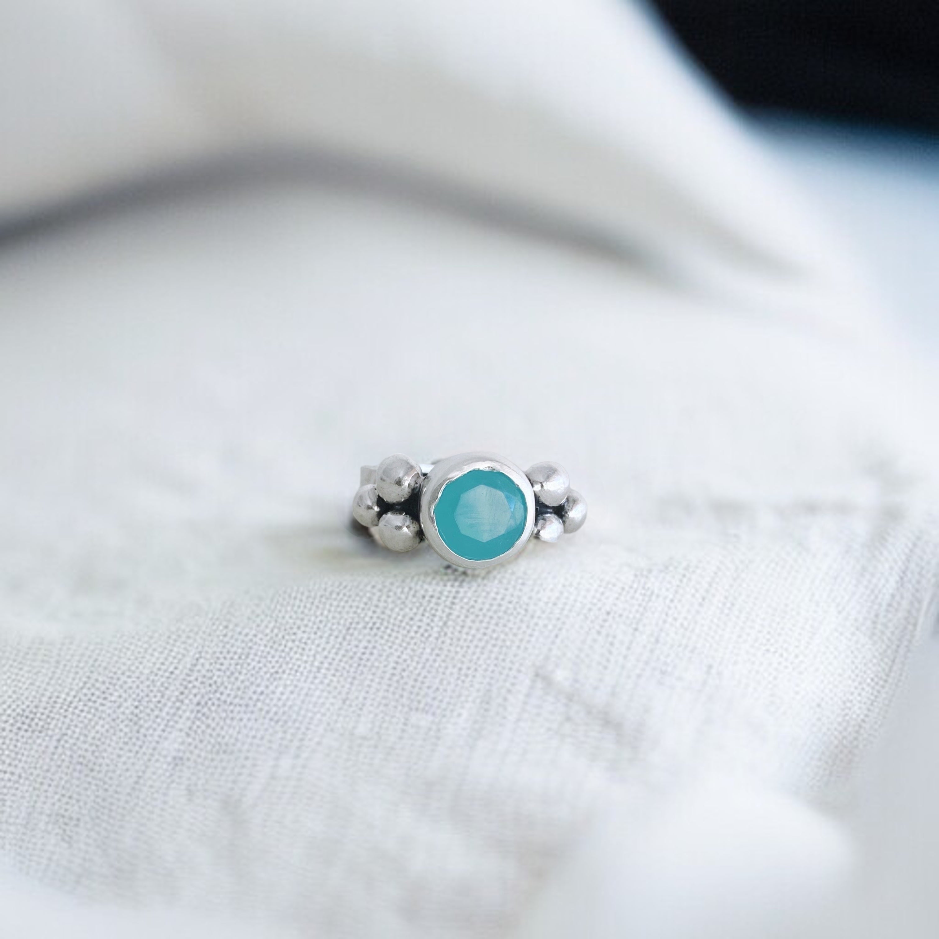 Anillo Elisa Simple - Calcedonia Aqua