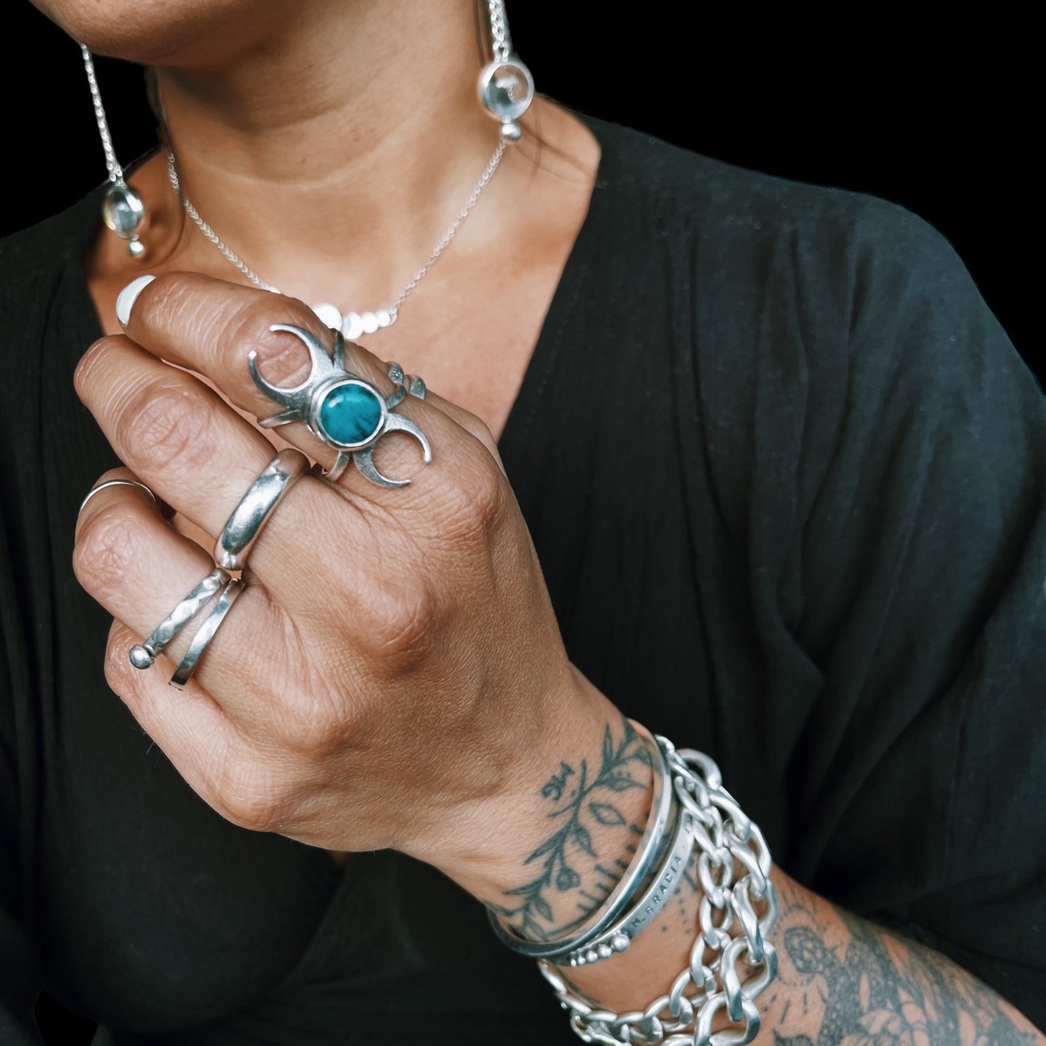 Anillo Diosa Luna + Turquesa