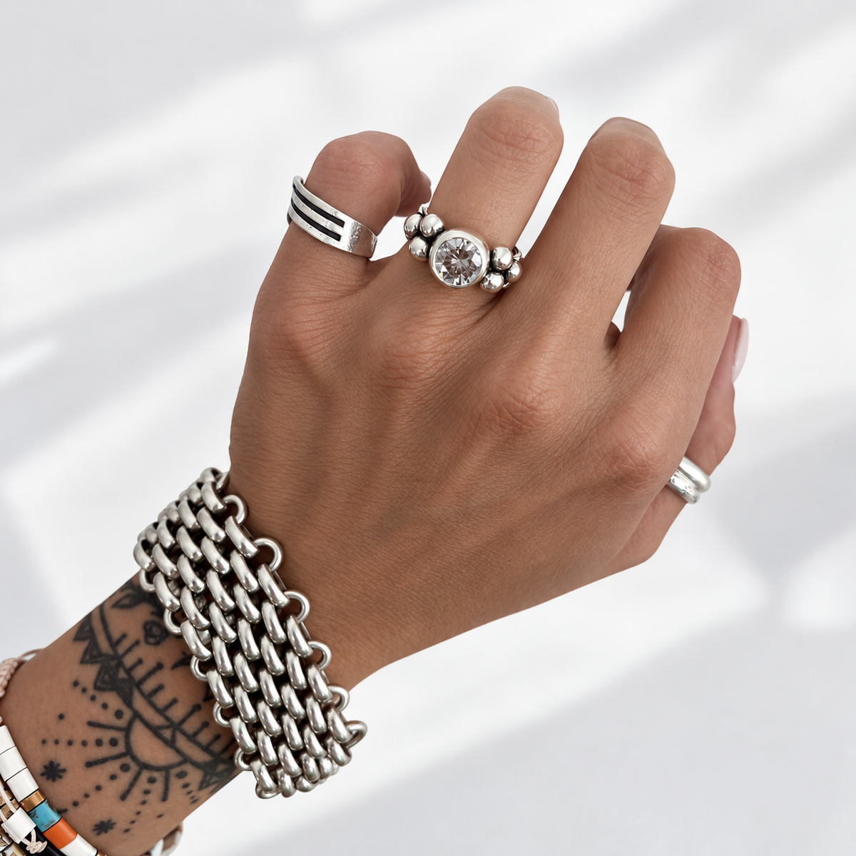 Anillo Elisa Lunar Salt & Pepper