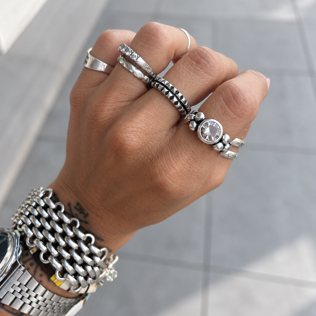 Anillo Elisa Lunar Salt & Pepper