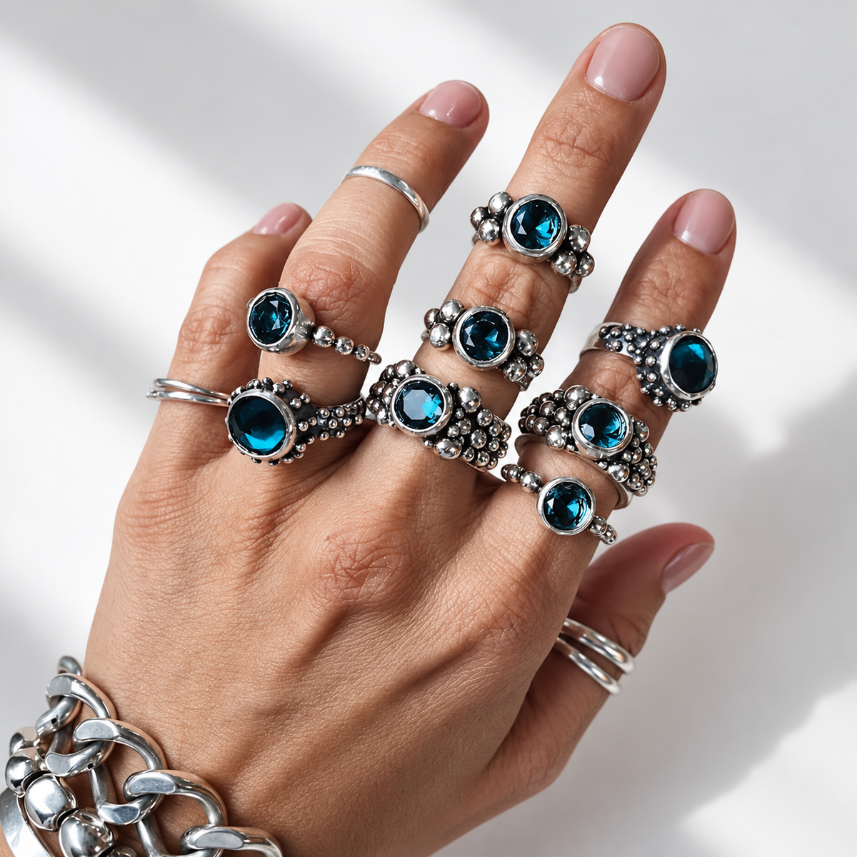 Anillo Flo Topacio London Blue