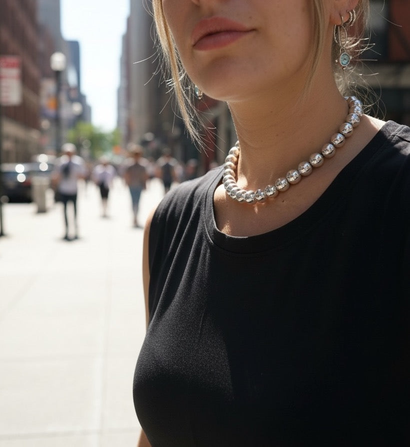 Collar Rocking Balls “ Hematita”