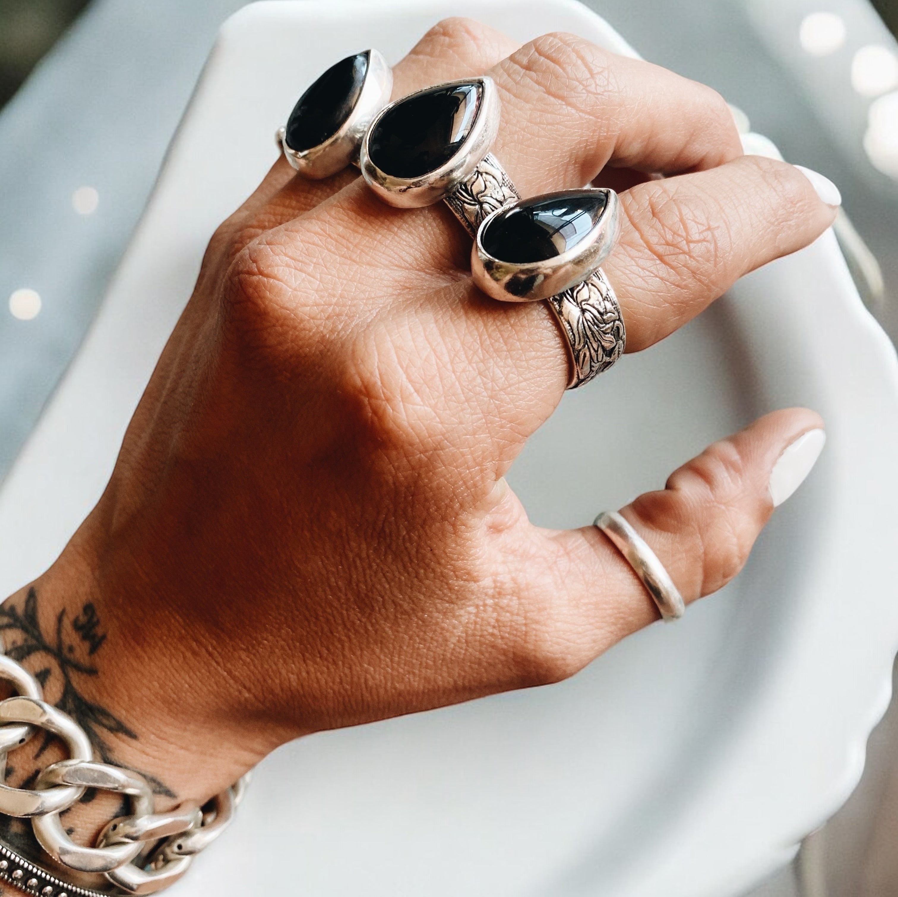 Anillo Flamenco Gota Onix