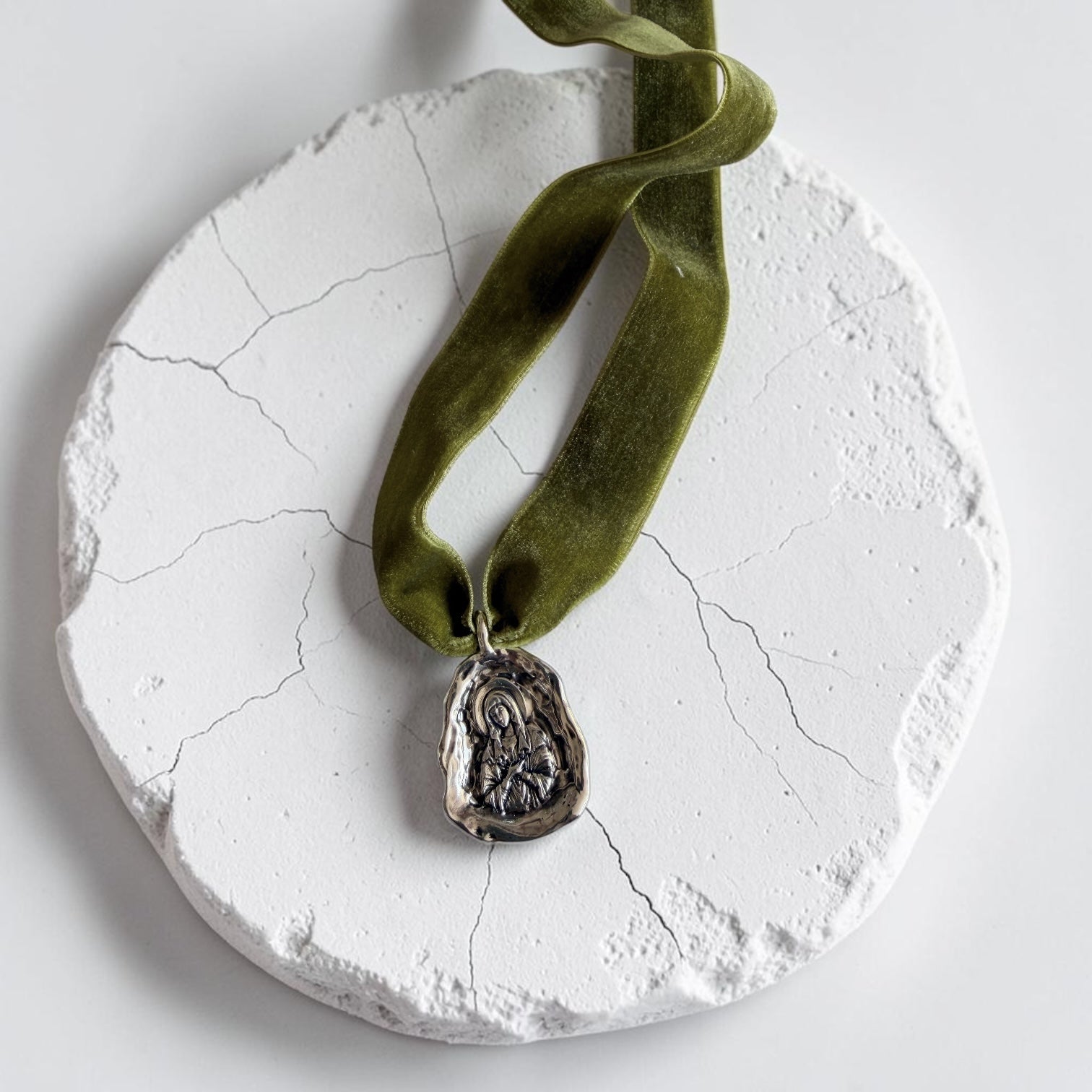 Colgante Medalla María Milagrosa - Oval Plata