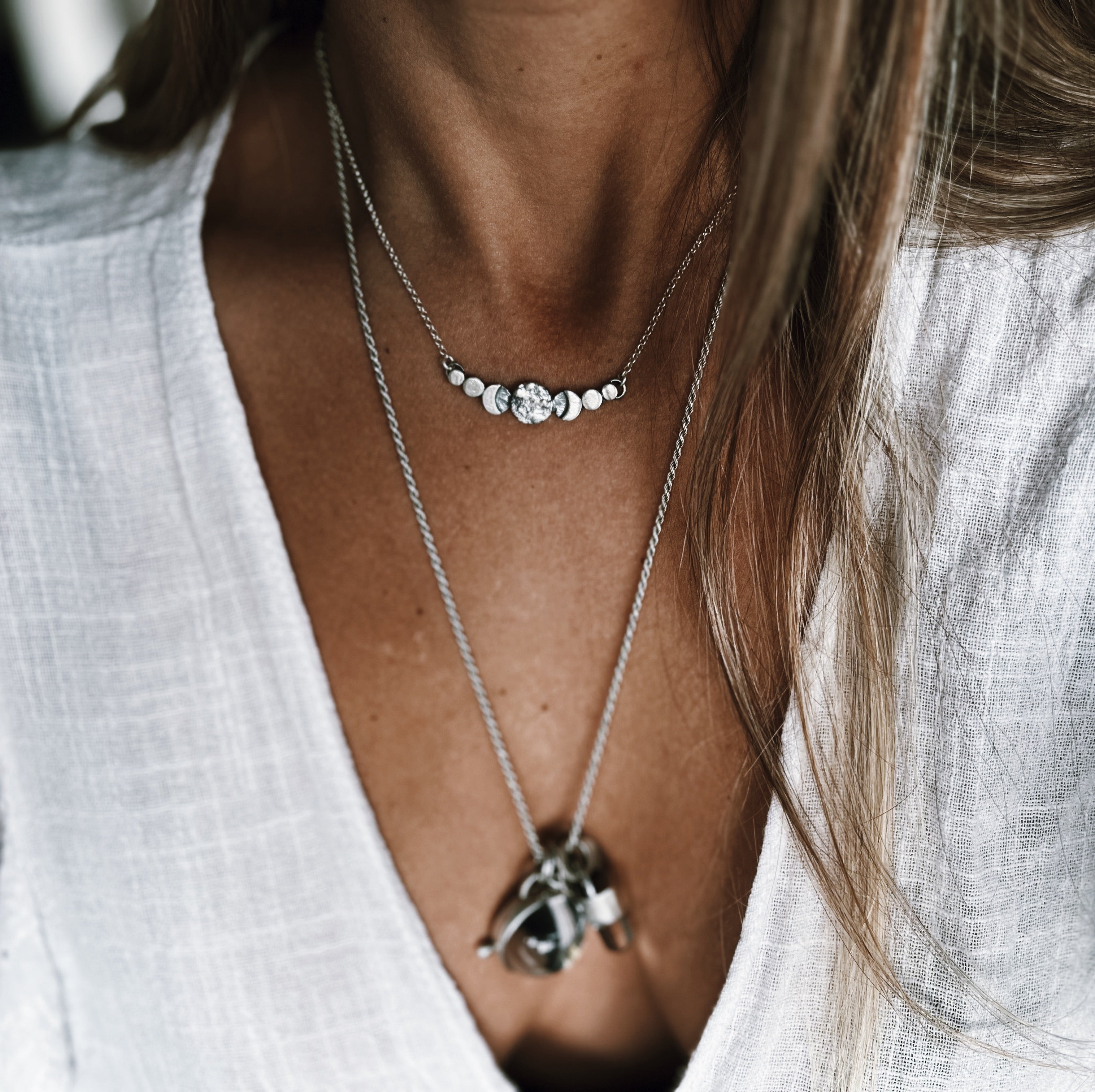 Pack Collar Fases Lunares + plato cerámica Gres