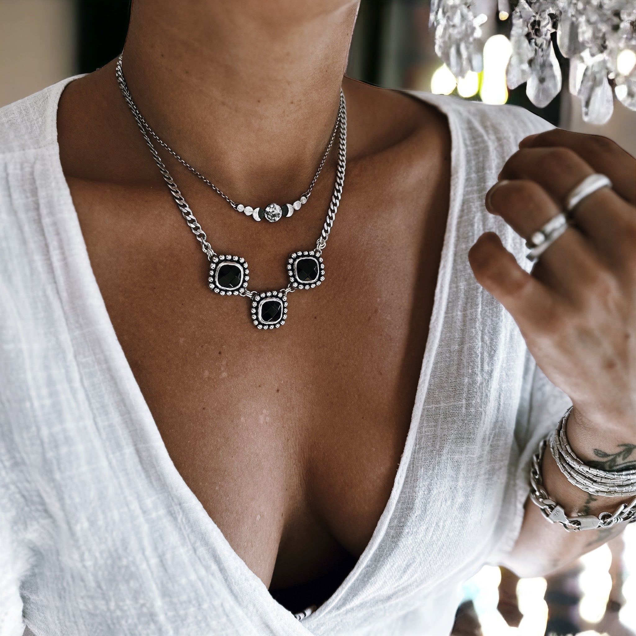 Conjunto Collar y Aros RosaMari Onix - PREVENTA