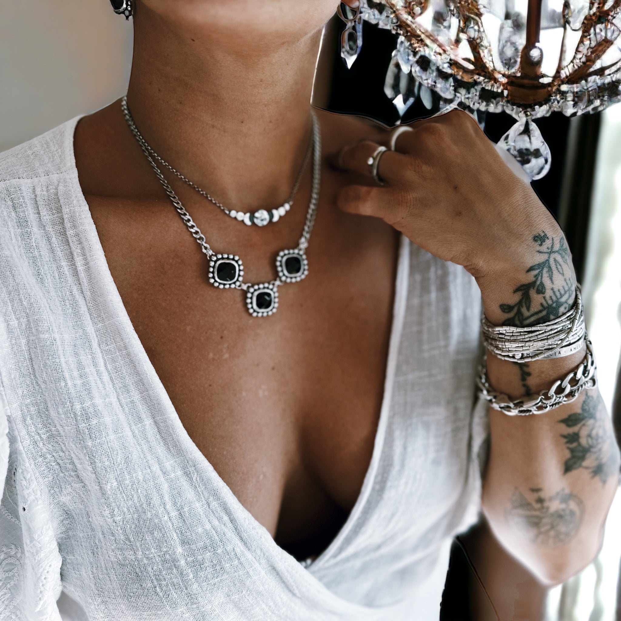 Conjunto Collar y Aros RosaMari Onix - PREVENTA