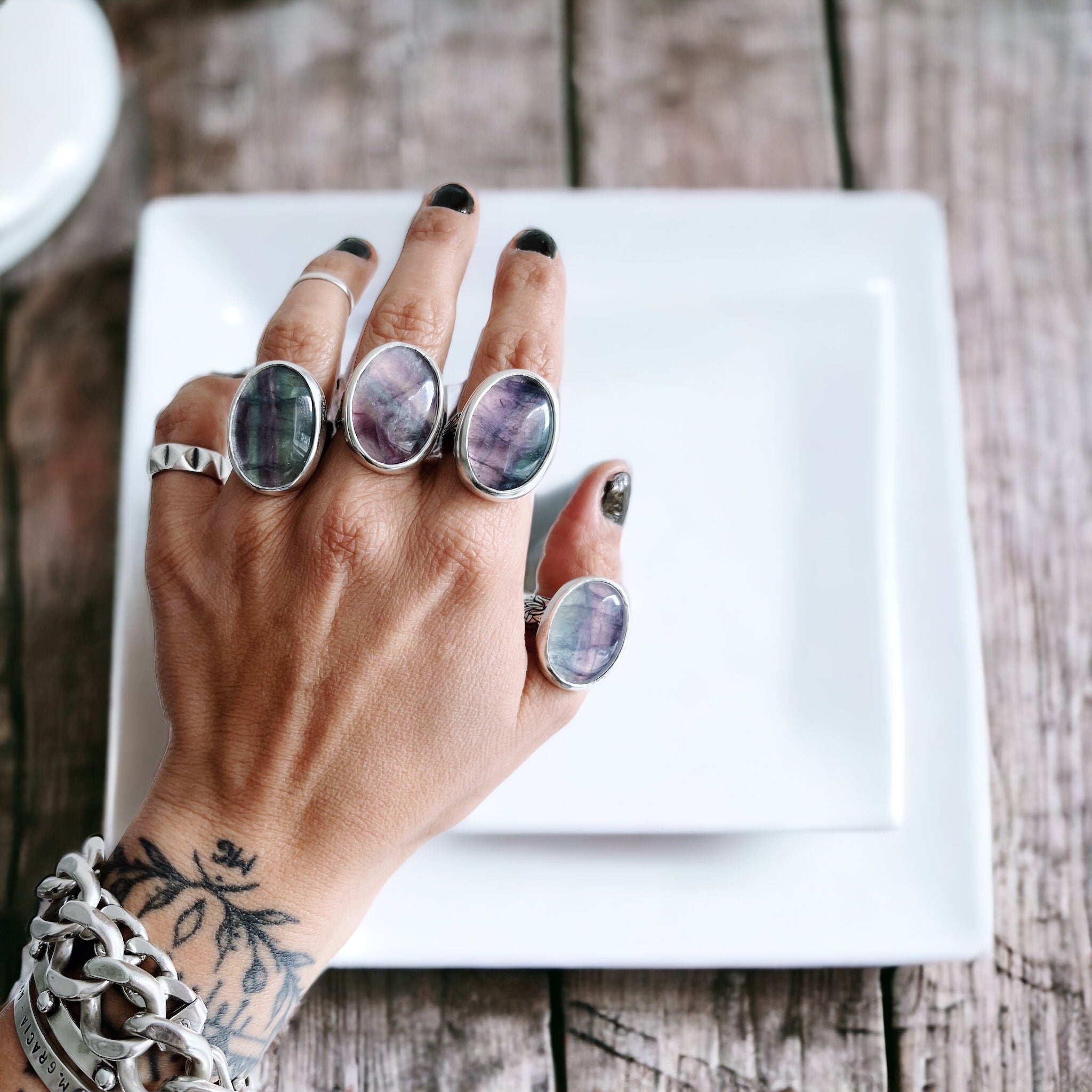 Anillo Flamenco Fluorita Ovalo - PREVENTA