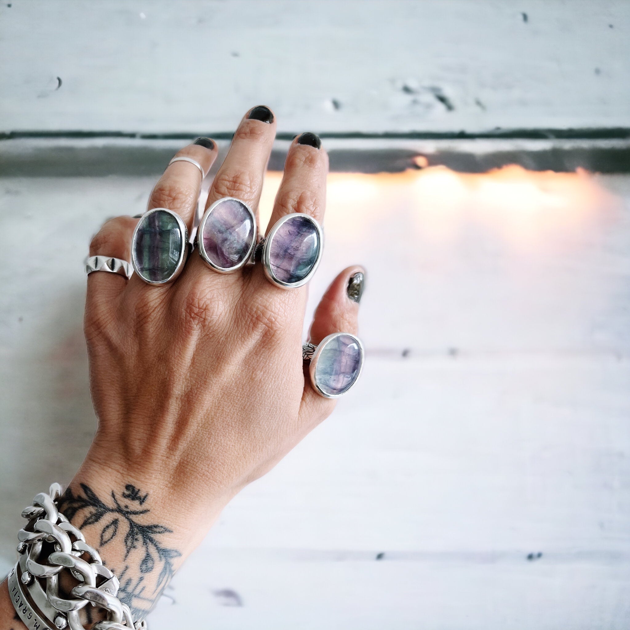 Anillo Flamenco Fluorita Ovalo - PREVENTA