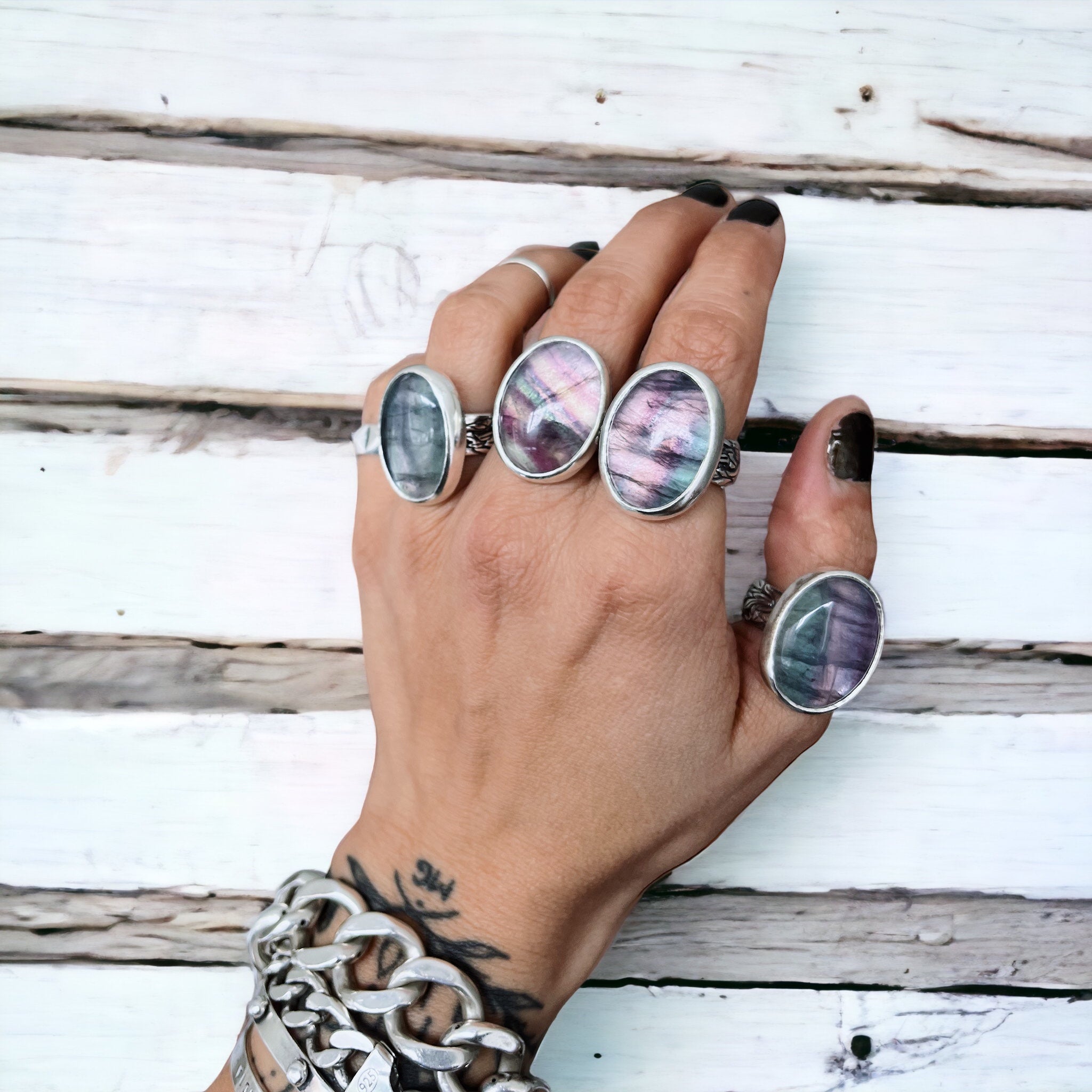 Anillo Flamenco Fluorita Ovalo - PREVENTA
