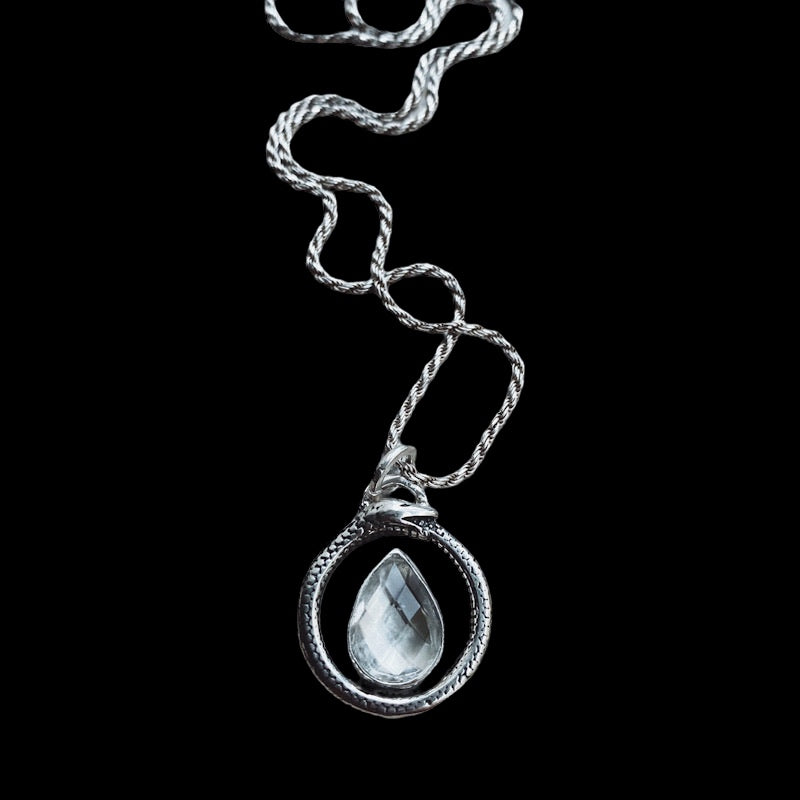 Colgante Ouroboros gota Cuarzo Briolette