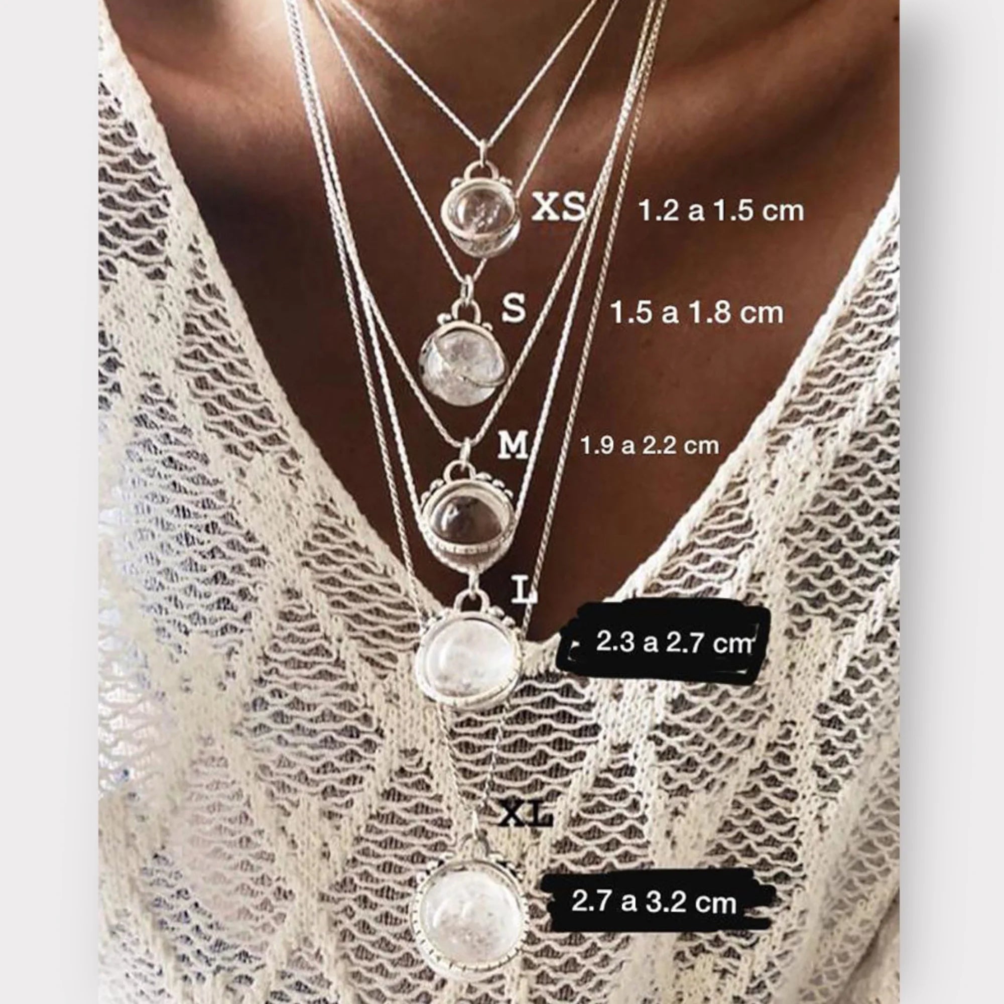 Colgante Halo Clasico Antiestress Cuarzo Transparente "S"