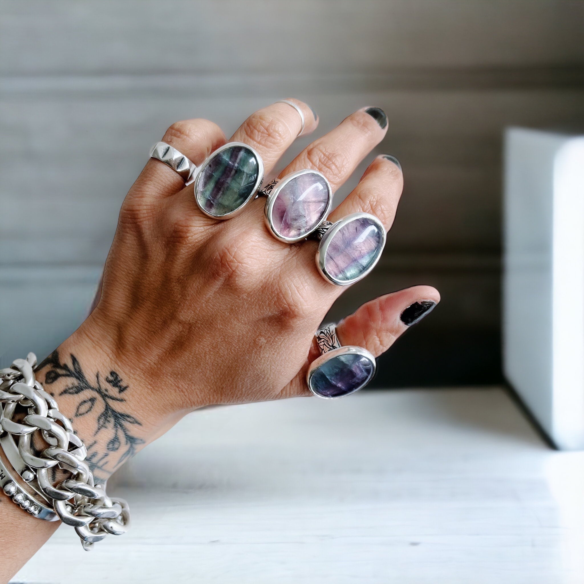 Anillo Flamenco Fluorita Ovalo - PREVENTA