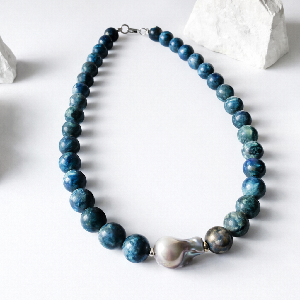 Collar Rocking Balls “ Azurita”