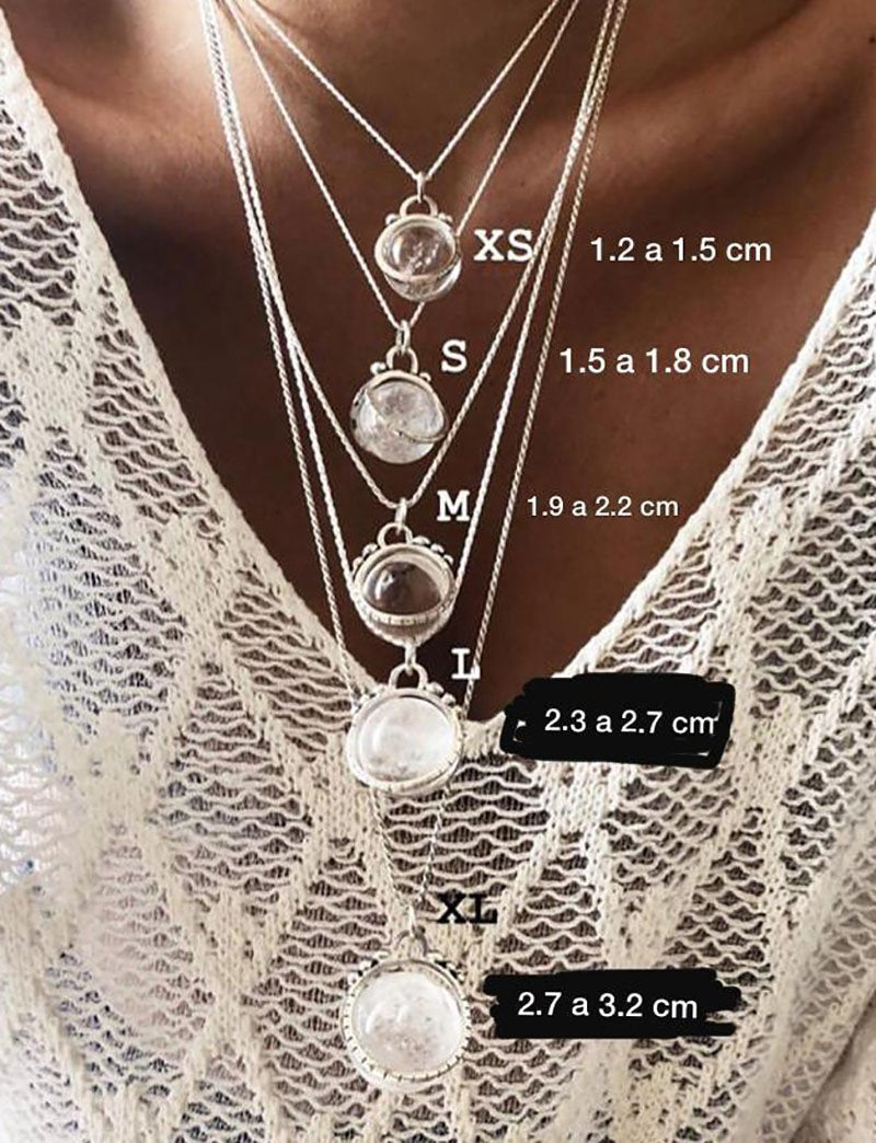 Colgante Halo Clasico Antiestress Cuarzo Transparente "XL"