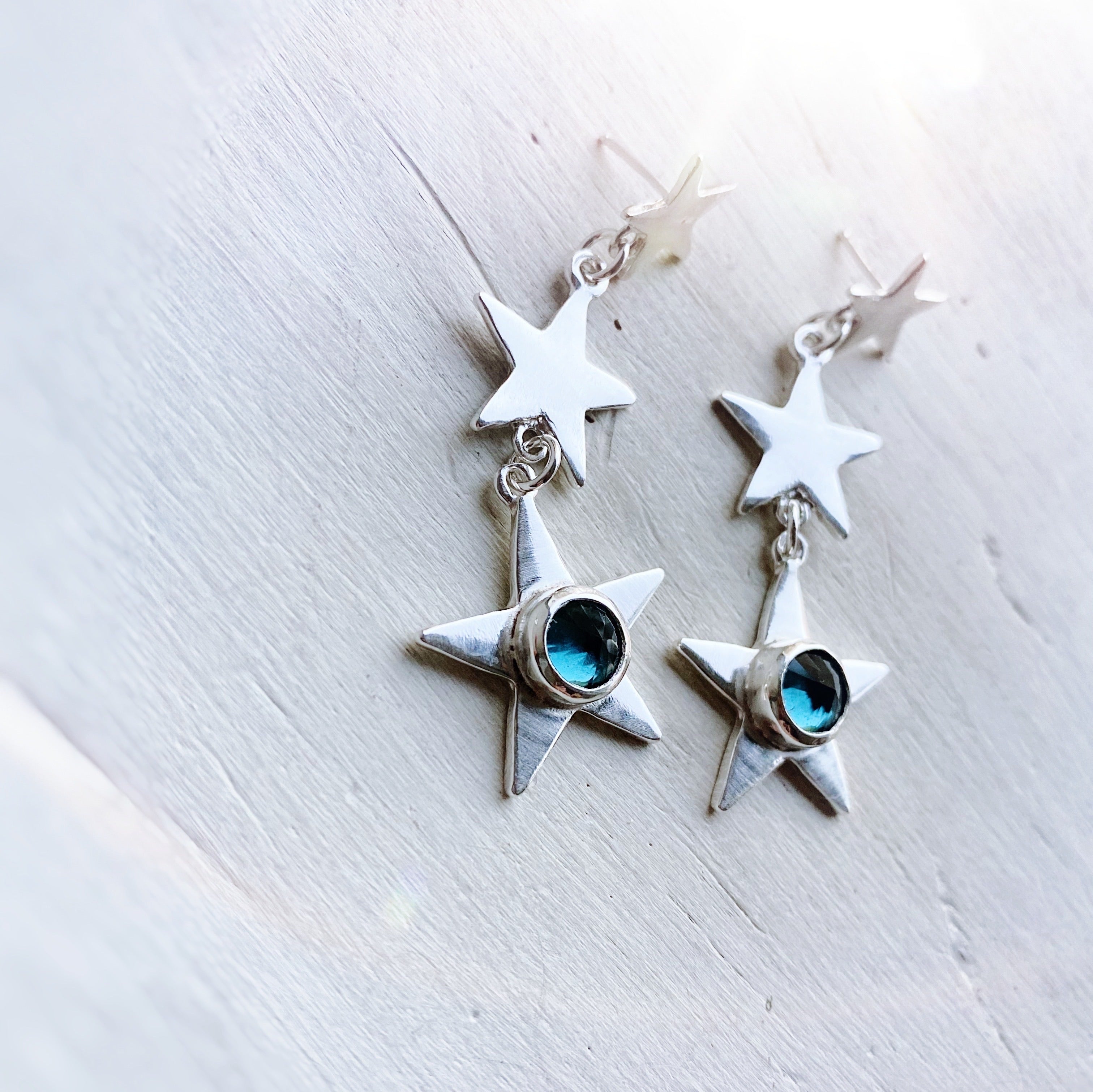 Aros Estrellados Topacio London Blue - PREVENTA