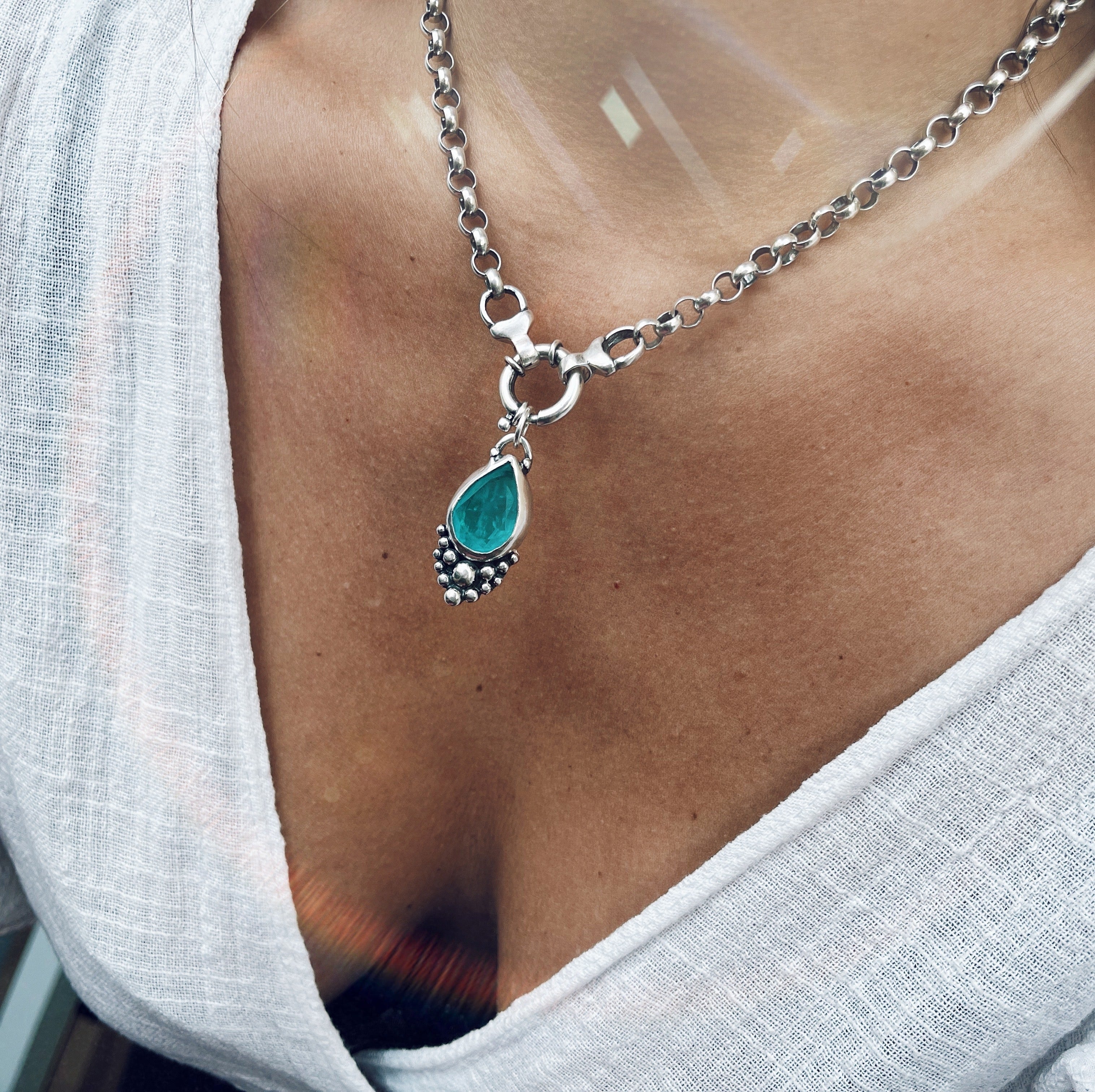 Colgante Mini Gota Empelotada Turmalina Paraiba