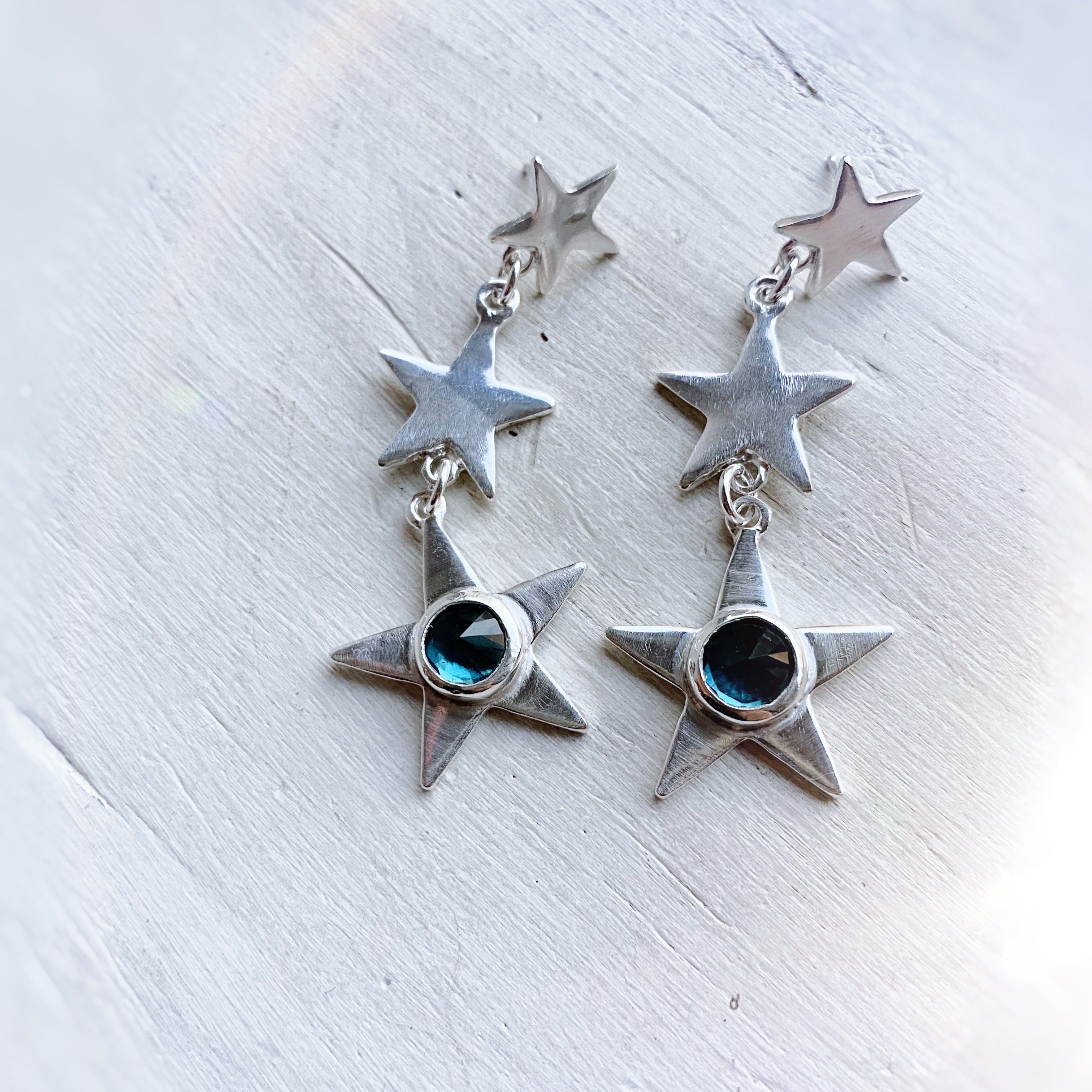 Aros Estrellados Topacio London Blue