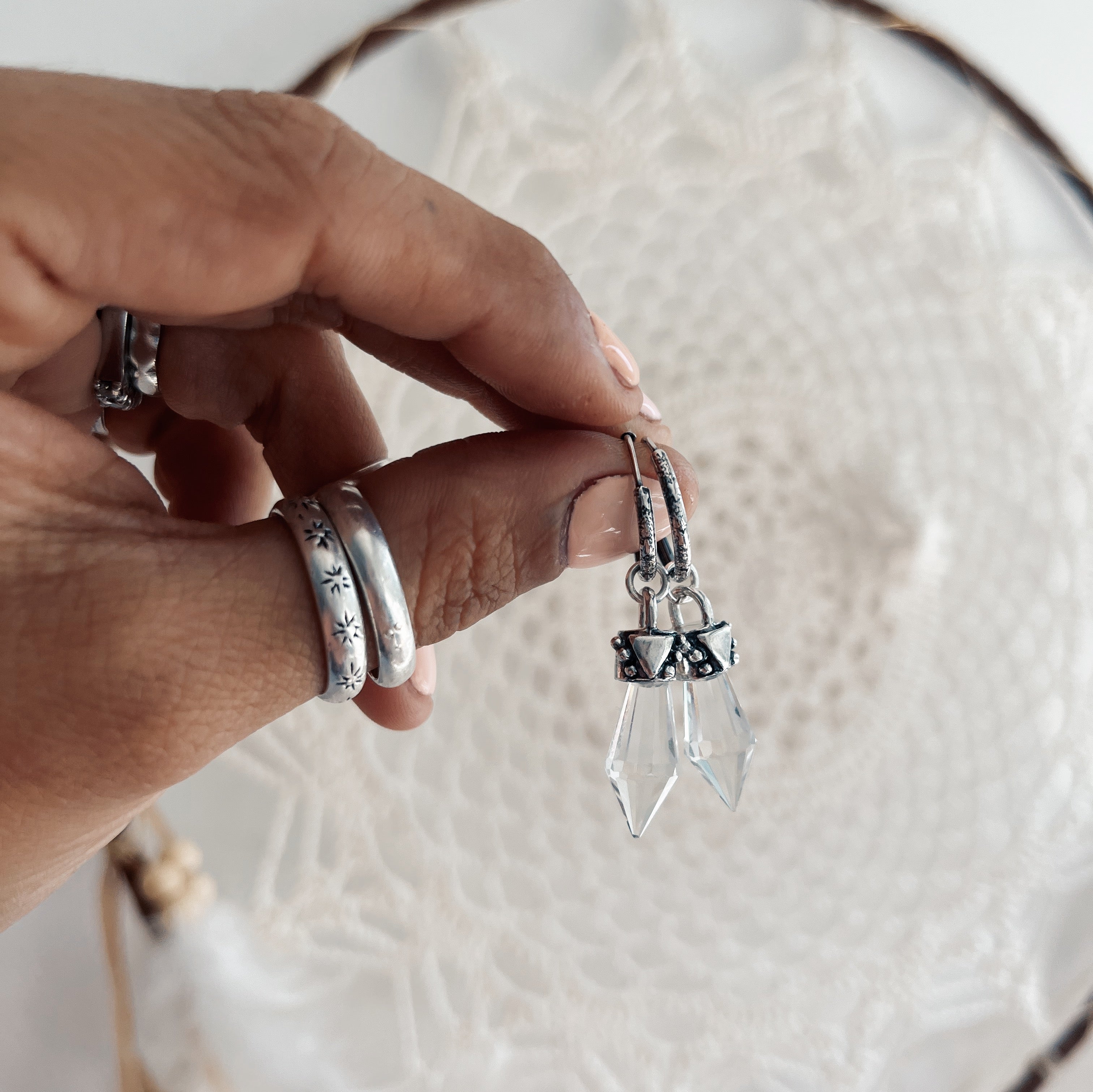 Aros Mini Pendulo Geo / piedra a elección