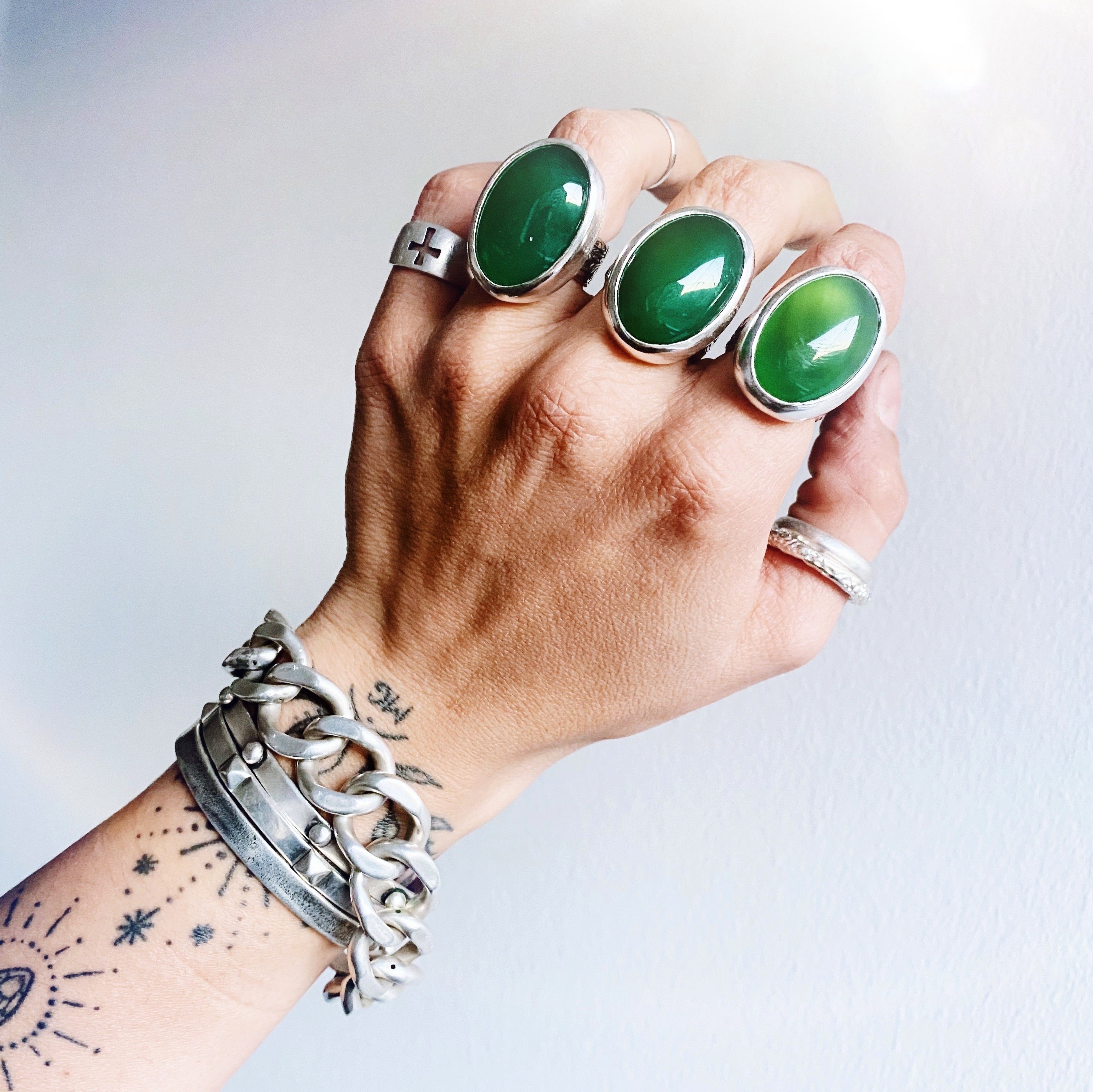 Anillo Flamenco Vintage Onix Verde