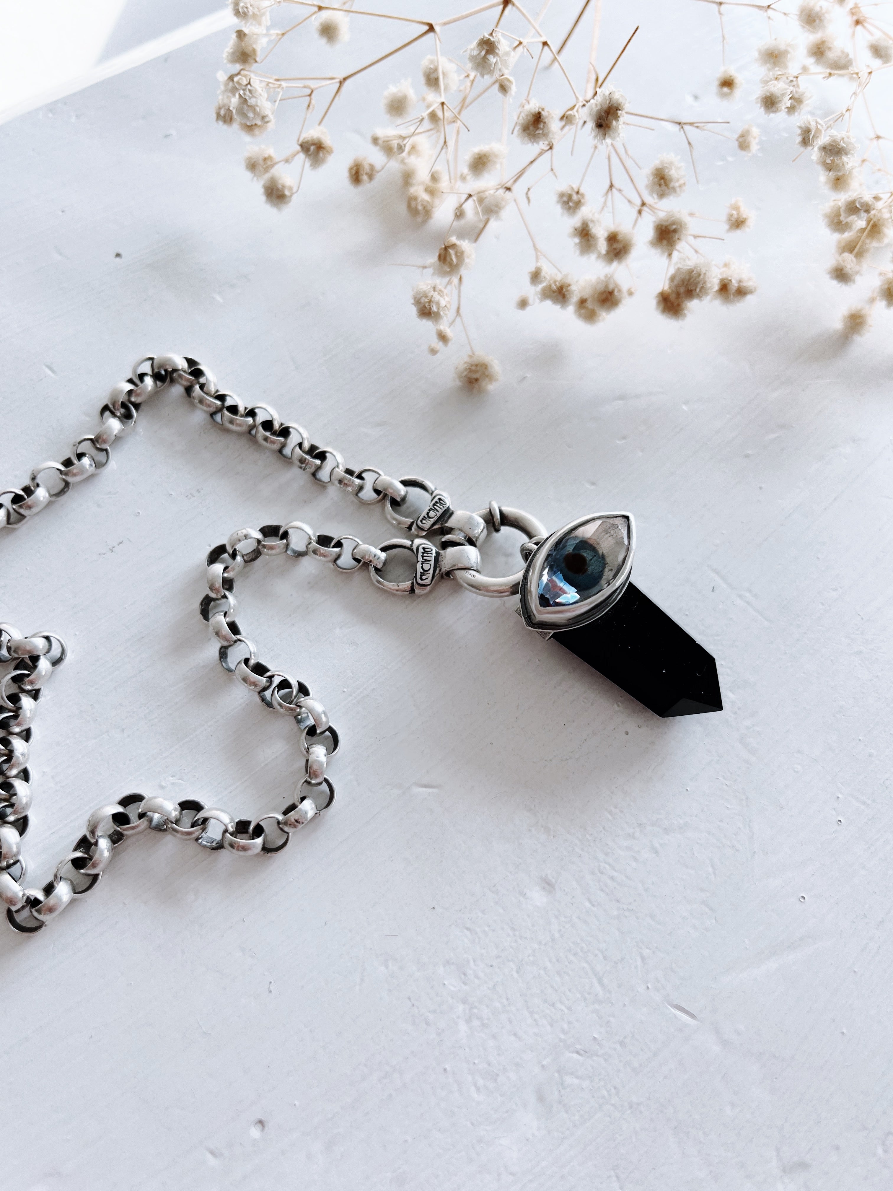 Colgante Punta Onix Medium Azul  “A”