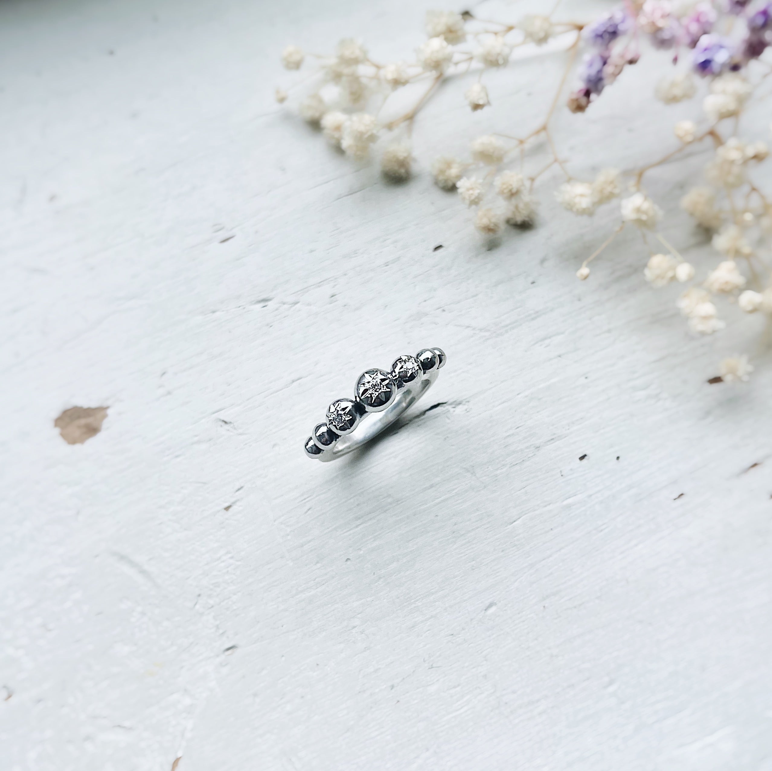 Anillo Flo BIG Silver Diamantes