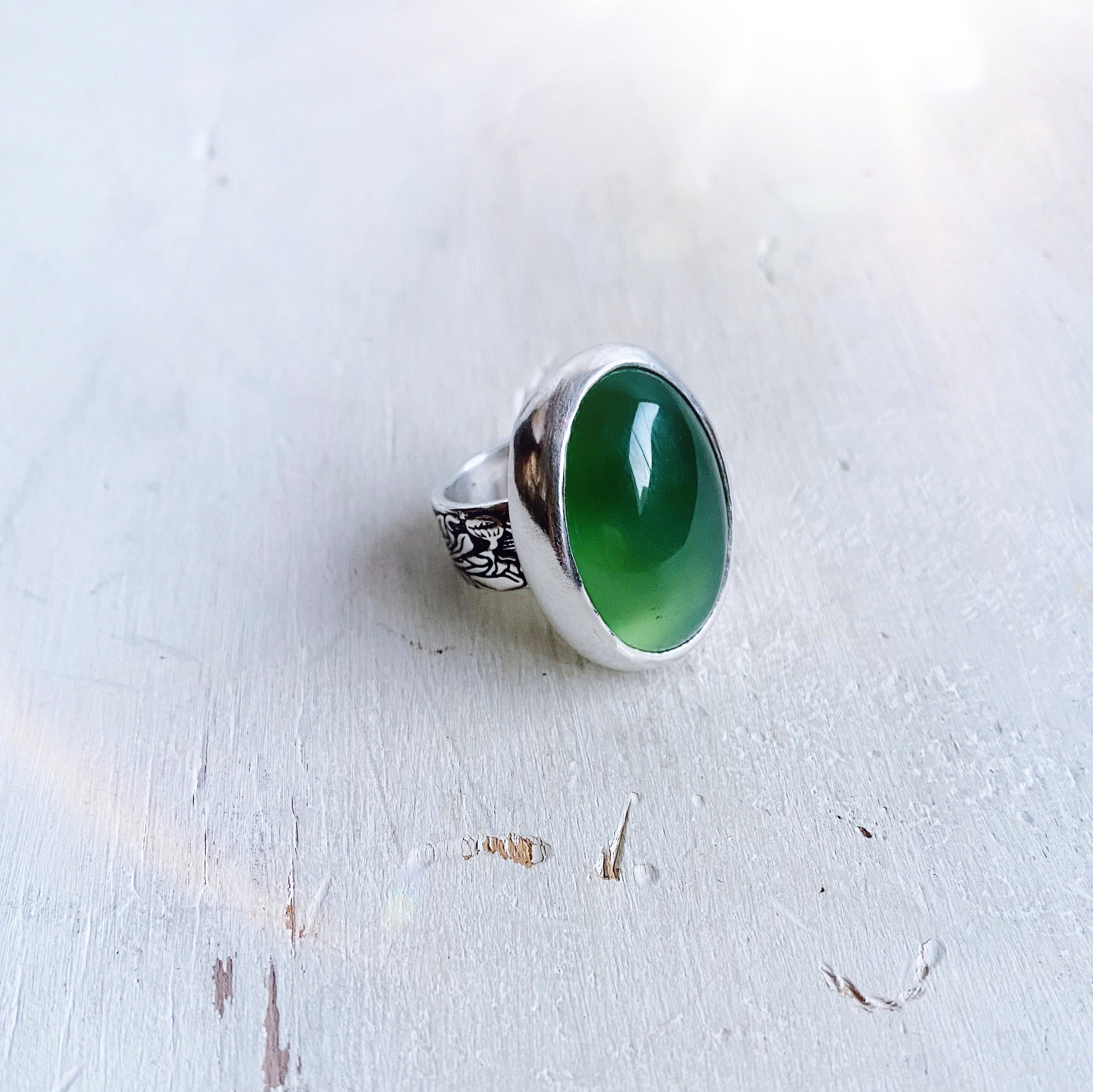 Anillo Flamenco Vintage Onix Verde