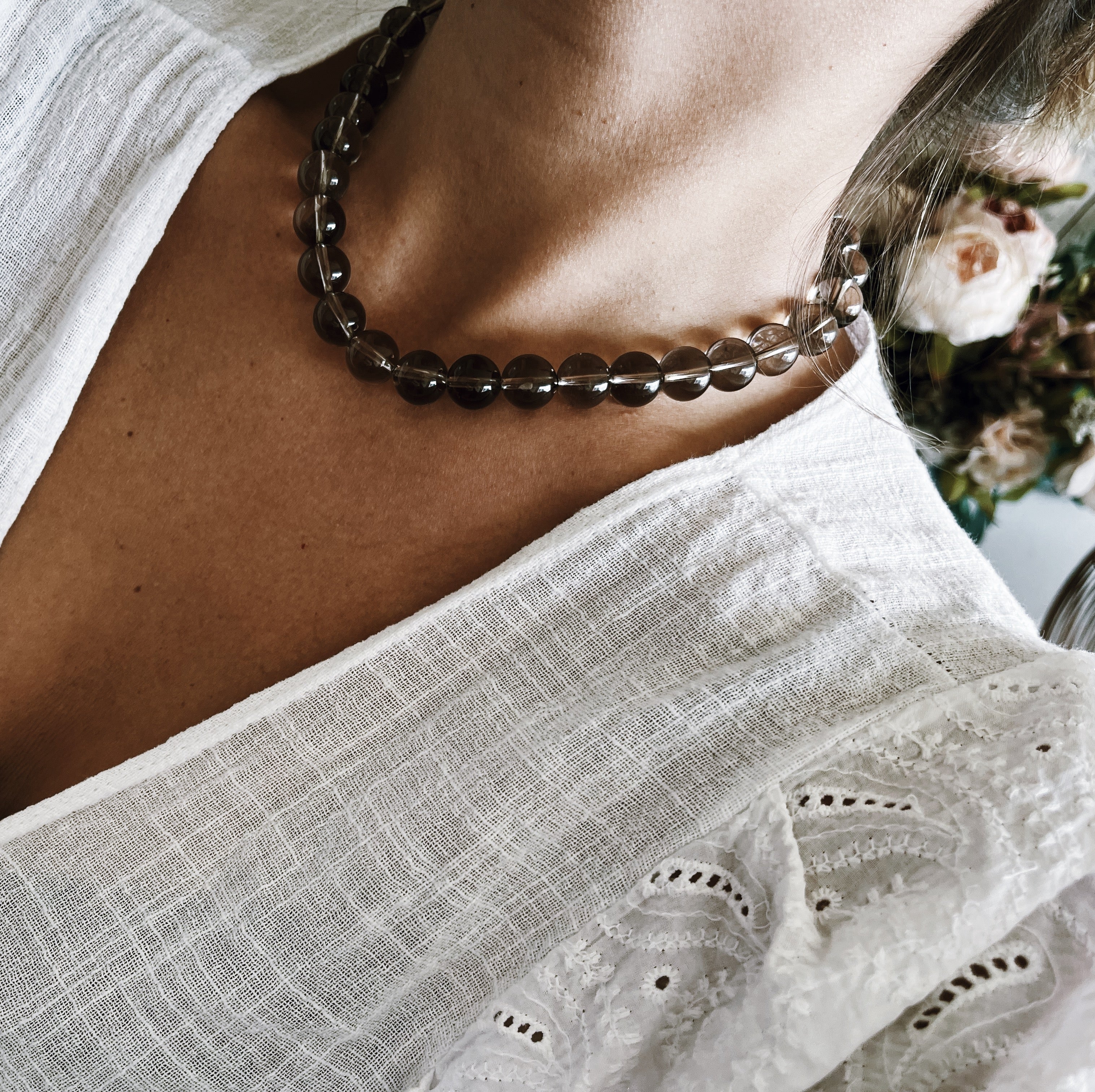 Collar Rocking Balls Cuarzo Ahumado